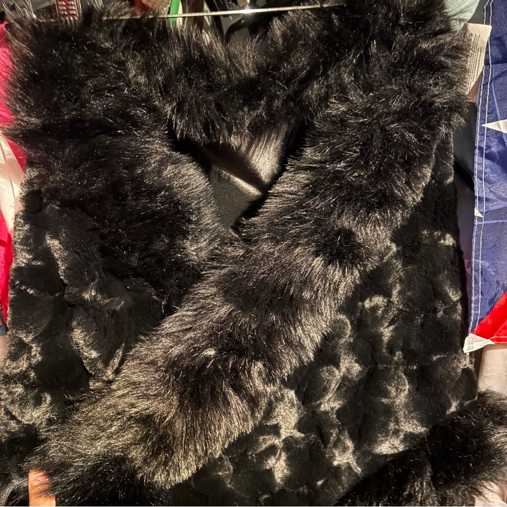Black Faux Fur Mink Shrug